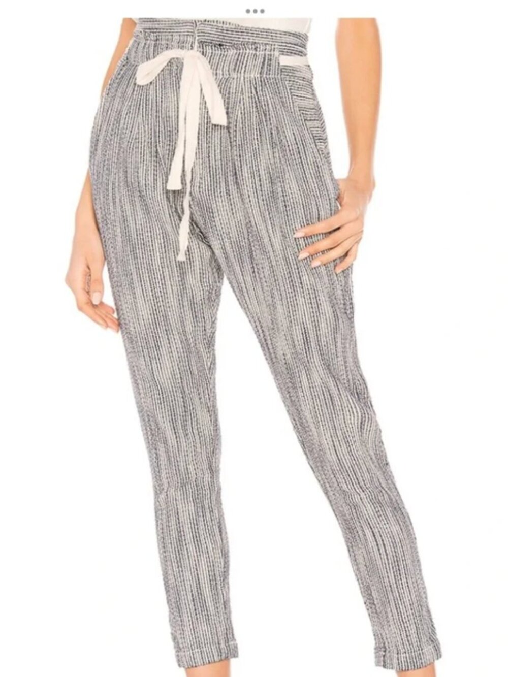 Free People Light At Sunrise Indigo Stripe Blue Cotton/Linen Pant